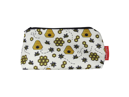 Bees makeup bag showing premium quality and wipe-clean lining