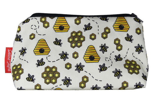 Bees cosmetic bag with vibrant bee print design - UK made by Selina-Jayne