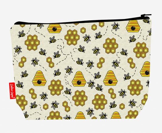 Bees toiletry bag featuring honeybee design by Selina-Jayne Designs