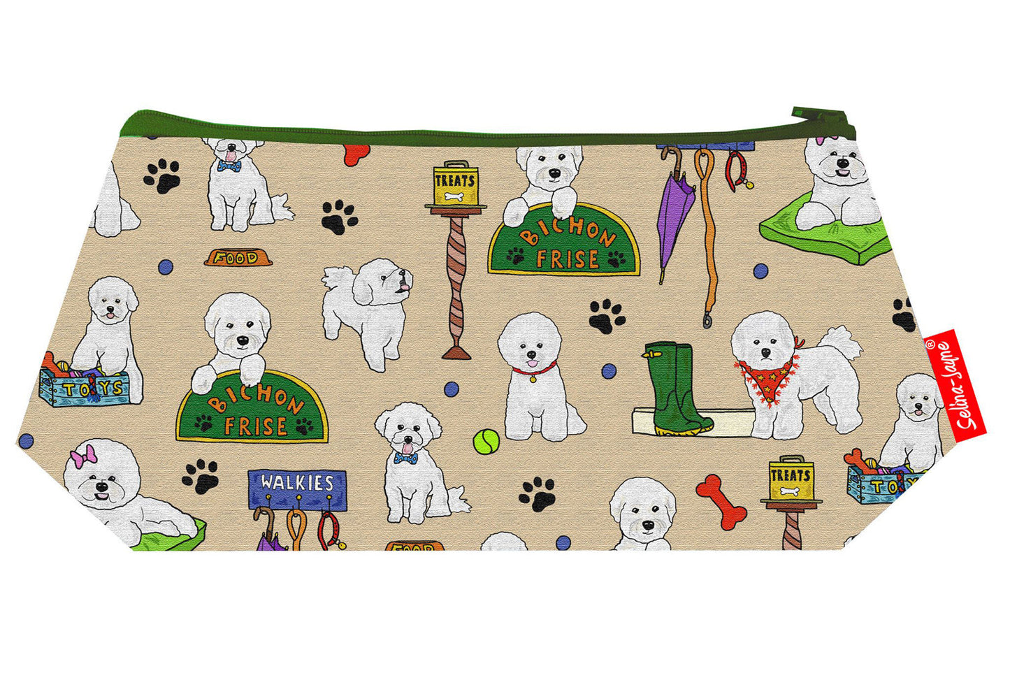 Bichon Frise makeup bag showing premium quality and wipe-clean lining