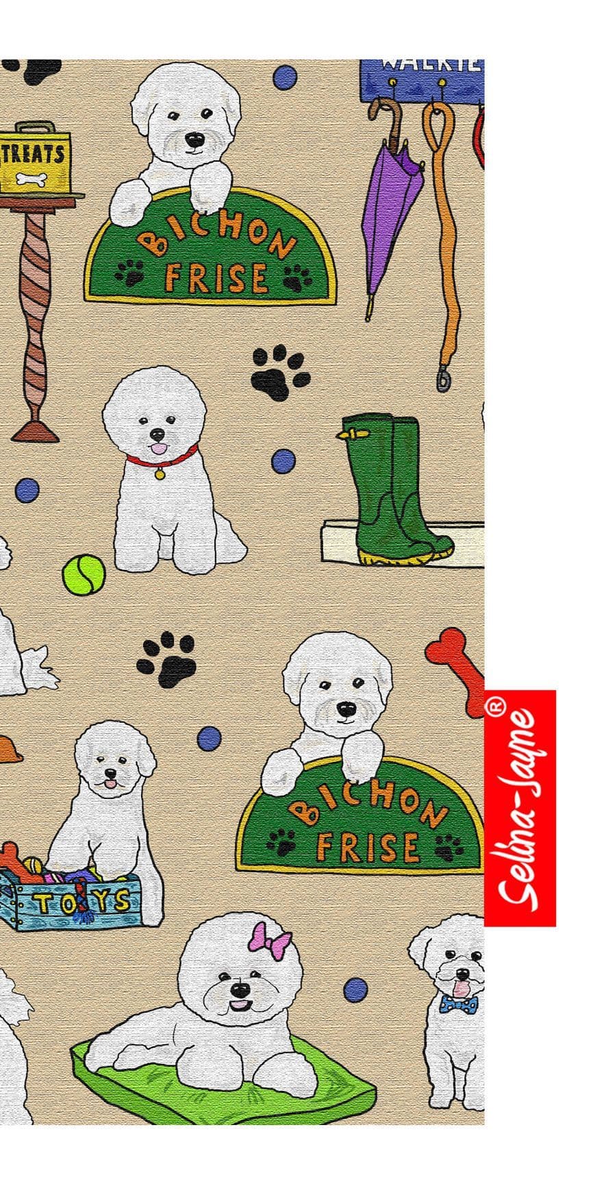 Premium Bichon Frise soft glasses case — vibrant print, colour-coordinated fastener by Selina-Jayne