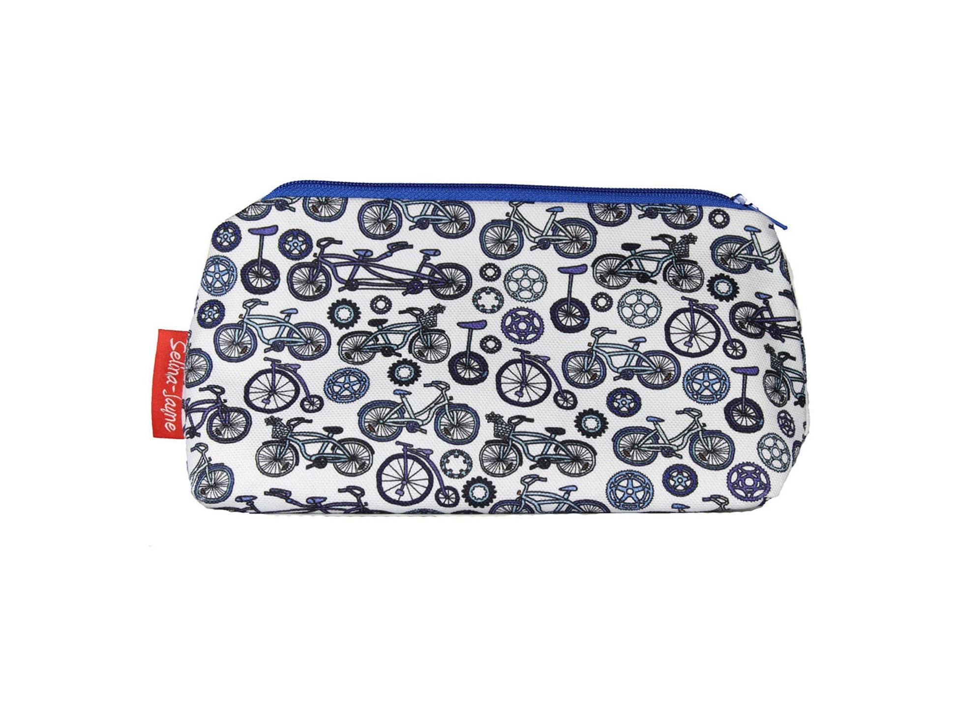 Bicycles cosmetic bag with vibrant cycling print design - UK made by Selina-Jayne