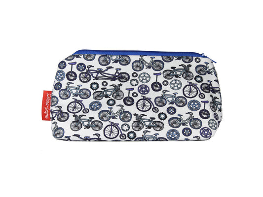Bicycles cosmetic bag with vibrant cycling print design - UK made by Selina-Jayne