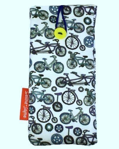 Bicycles glasses case with HD cycling print, soft cotton lining by Selina-Jayne Designs