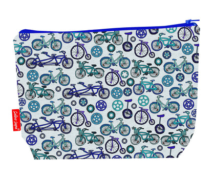 Bicycles toiletry bag featuring bicycle-themed design by Selina-Jayne Designs