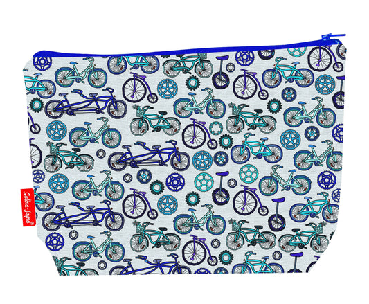 Bicycles toiletry bag featuring bicycle-themed design by Selina-Jayne Designs