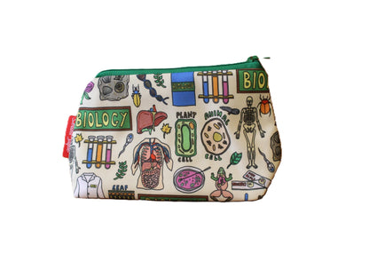 Biology cosmetic bag with vibrant science print design - UK made by Selina-Jayne