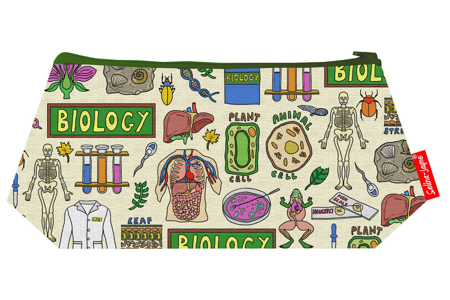Biology makeup bag showing premium quality and wipe-clean lining
