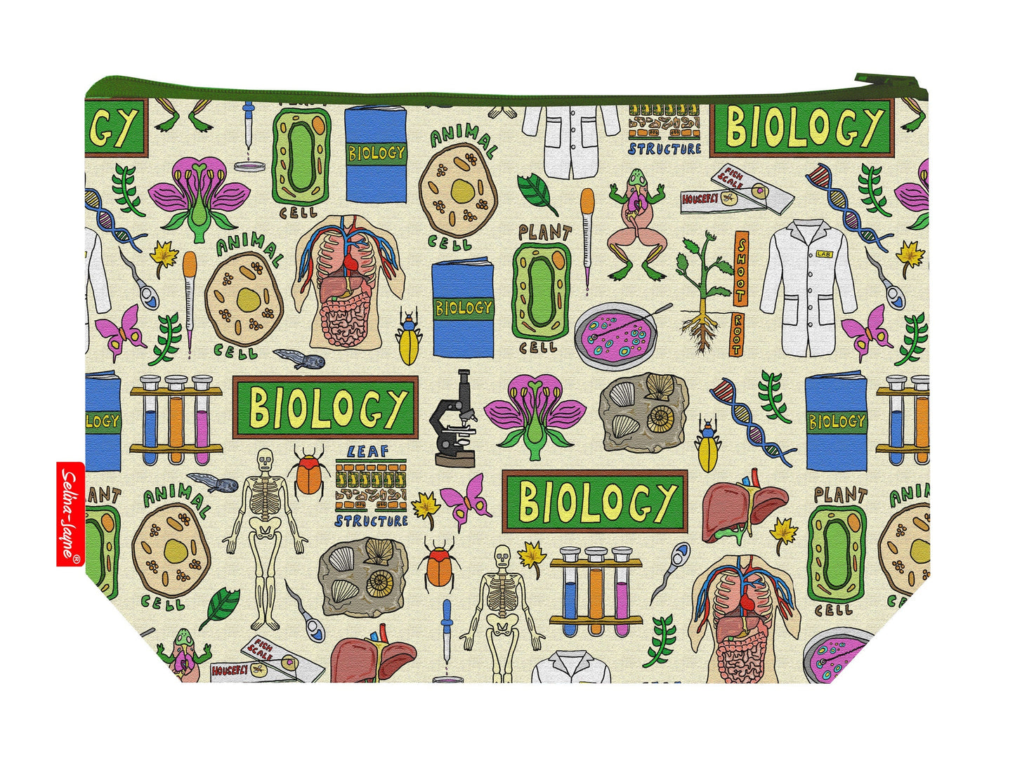 Biology toiletry bag featuring biology-themed design by Selina-Jayne Designs