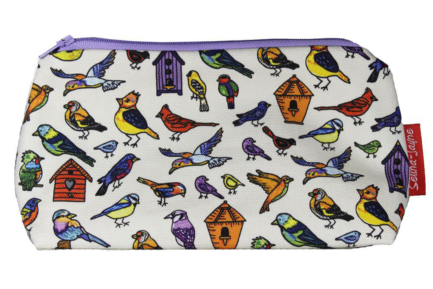 Birds makeup bag showing premium quality and wipe-clean lining
