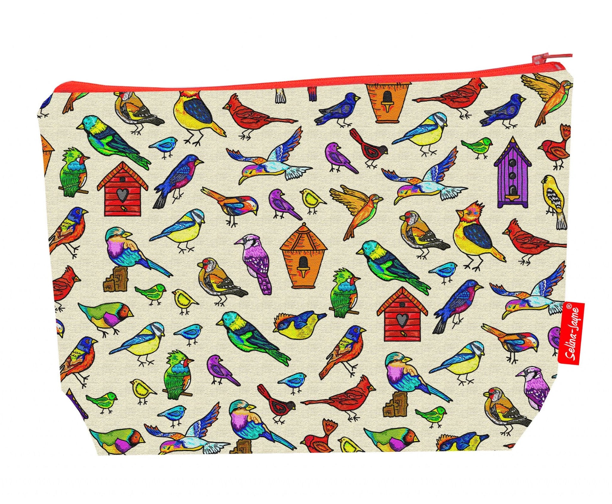 Premium bird lover wash bag with vibrant bird HD print and washable lining