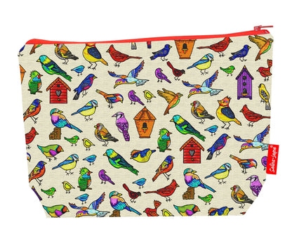 Premium bird lover wash bag with vibrant bird HD print and washable lining