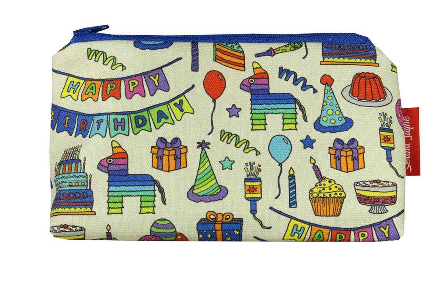 Birthday Celebrations makeup bag showing premium quality and wipe-clean lining