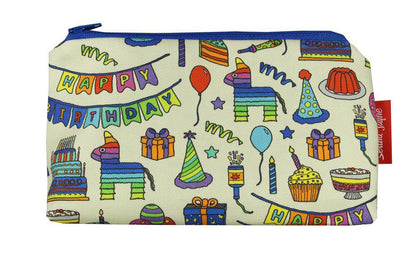 Birthday Celebrations makeup bag showing premium quality and wipe-clean lining
