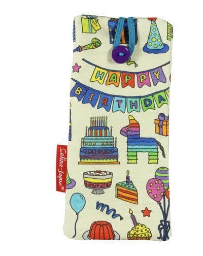 Birthday celebrations glasses case with HD festive print, soft cotton lining by Selina-Jayne Designs