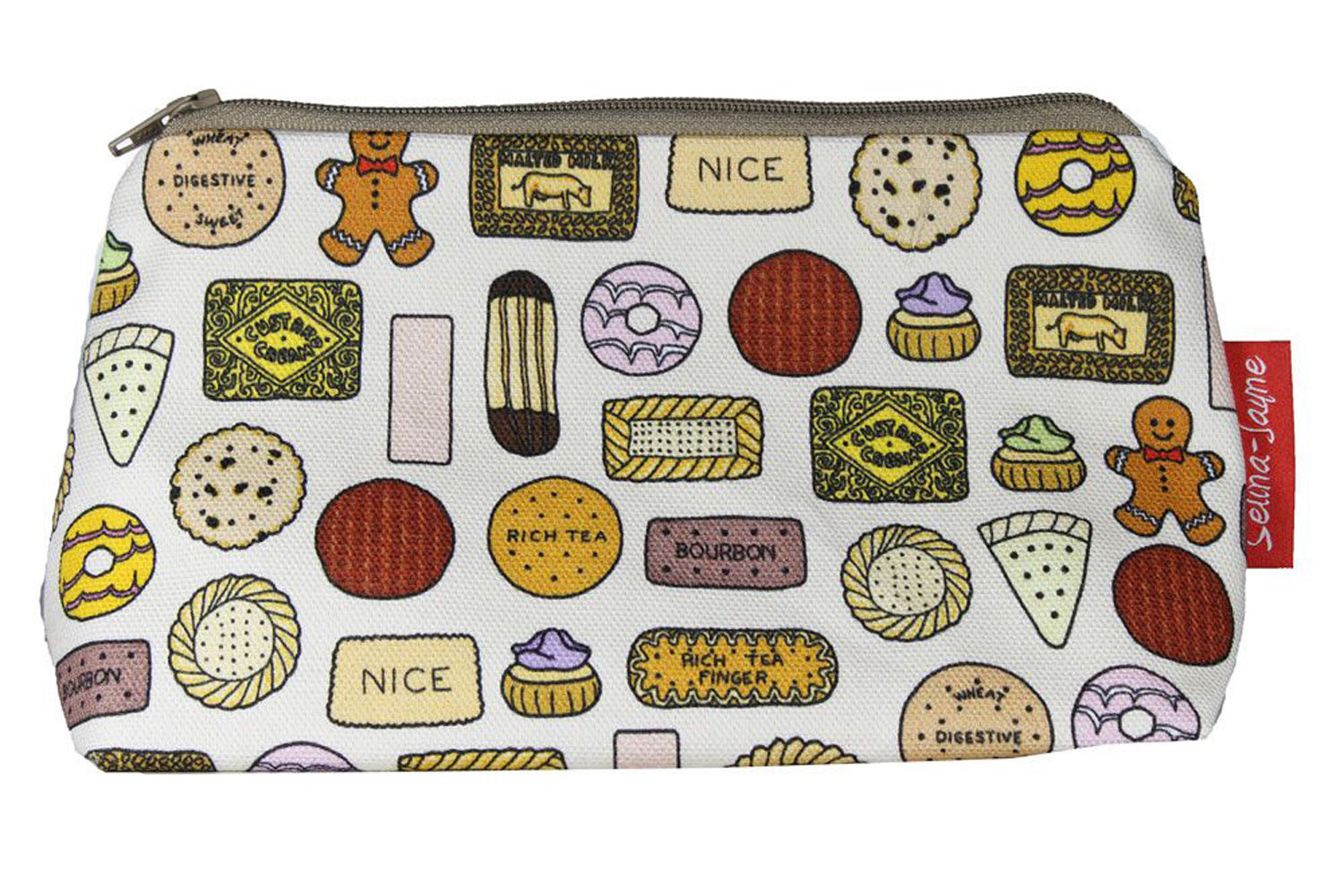 Biscuits makeup bag showing premium quality and wipe-clean lining