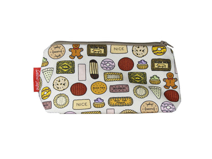 Biscuits cosmetic bag with vibrant tea time print design - UK made by Selina-Jayne
