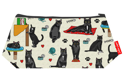 Black Cats makeup bag showing premium quality and wipe-clean lining