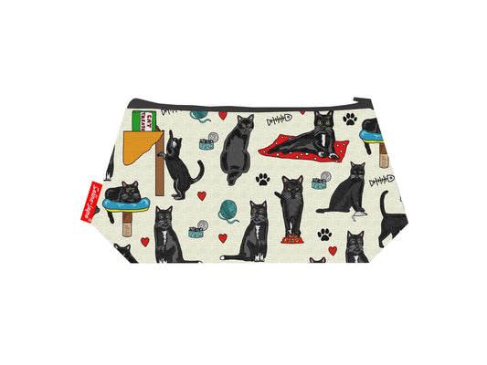 Black Cats cosmetic bag with vibrant feline print design - UK made by Selina-Jayne