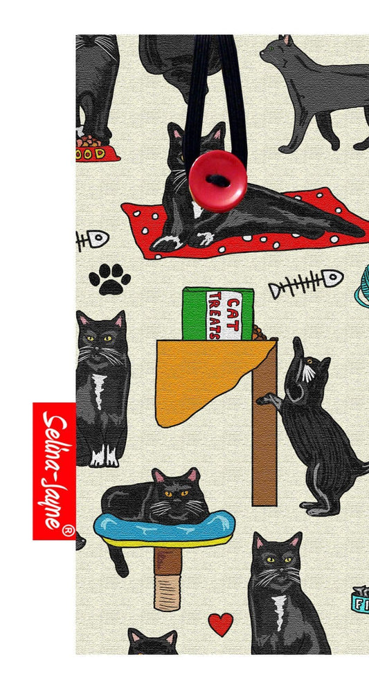 Black cats glasses case with HD feline print, soft cotton lining by Selina-Jayne Designs