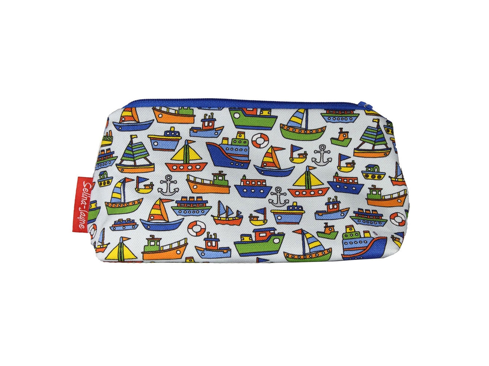 Boats cosmetic bag with vibrant nautical print design - UK made by Selina-Jayne