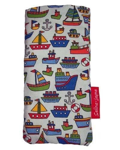 Premium boats soft glasses case — vibrant nautical print, colour-coordinated fastener by Selina-Jayne