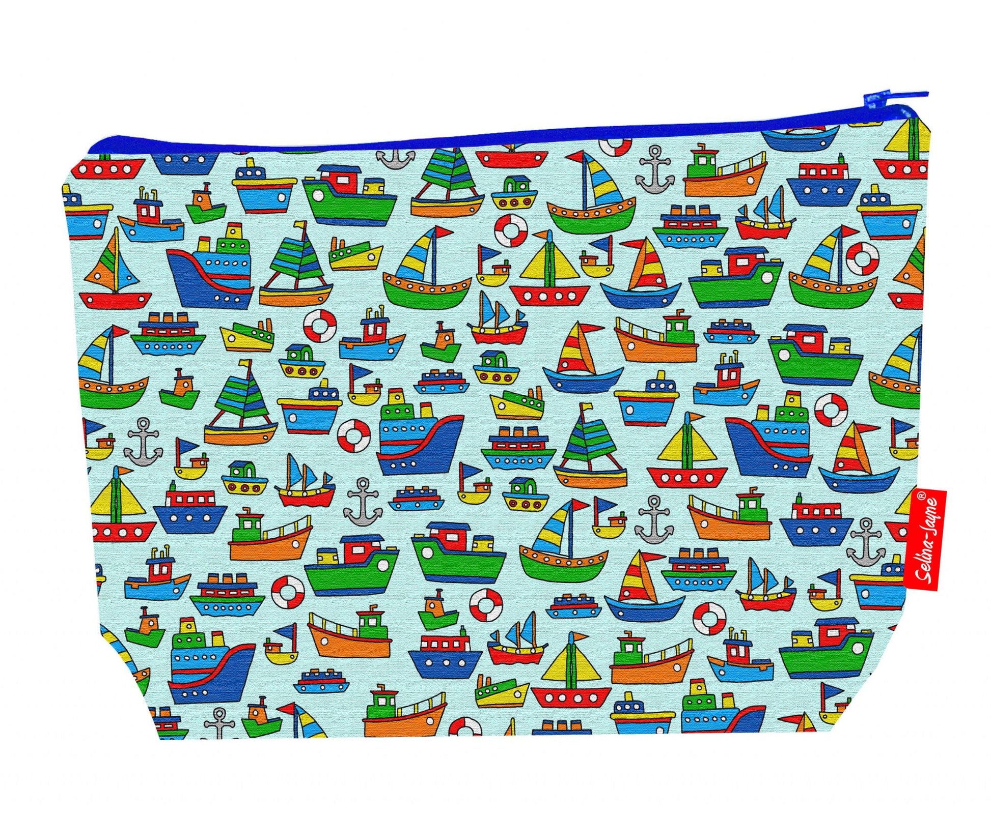 Premium boats-themed wash bag with durable polyester and washable lining, perfect sailing gift