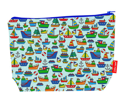 Premium boats-themed wash bag with durable polyester and washable lining, perfect sailing gift