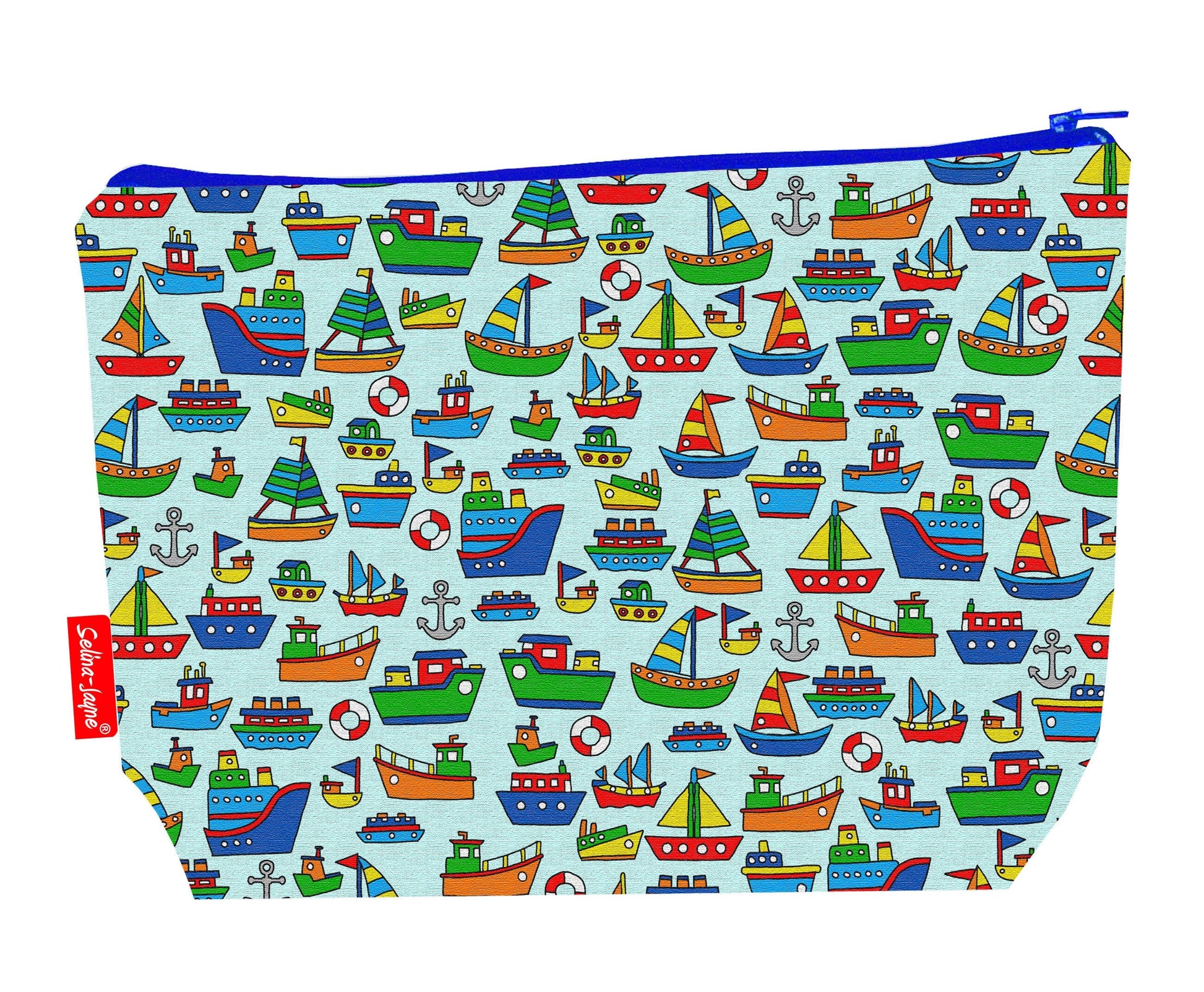 Boats toiletry bag featuring vibrant HD print of colourful nautical scenes by Selina-Jayne Designs