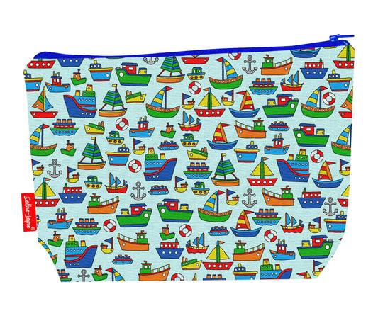 Boats toiletry bag featuring vibrant HD print of colourful nautical scenes by Selina-Jayne Designs