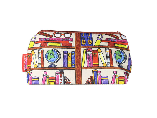 Books cosmetic bag with vibrant literary print design - UK made by Selina-Jayne