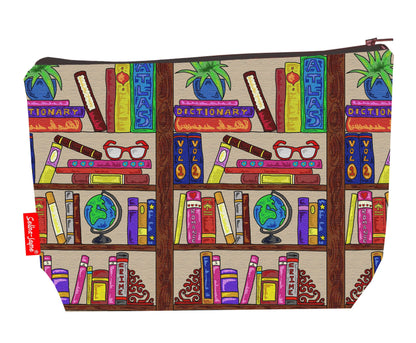 Books toiletry bag featuring vibrant HD print of colourful literary design by Selina-Jayne Designs