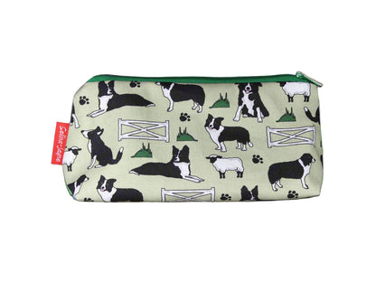 Border Collie cosmetic bag with vibrant dog print design - UK made by Selina-Jayne