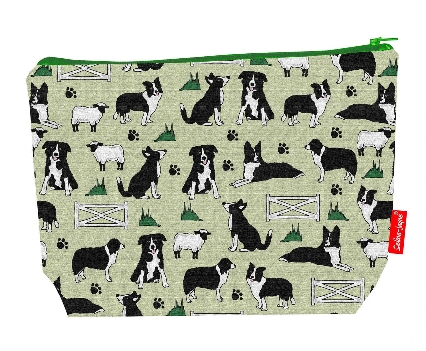 Premium Border Collie-themed wash bag with durable polyester and washable lining, perfect dog lover gift