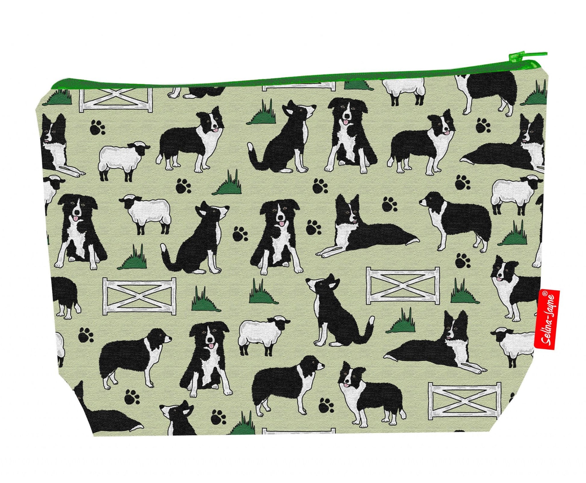 Premium Border Collie-themed wash bag with durable polyester and washable lining, perfect dog lover gift