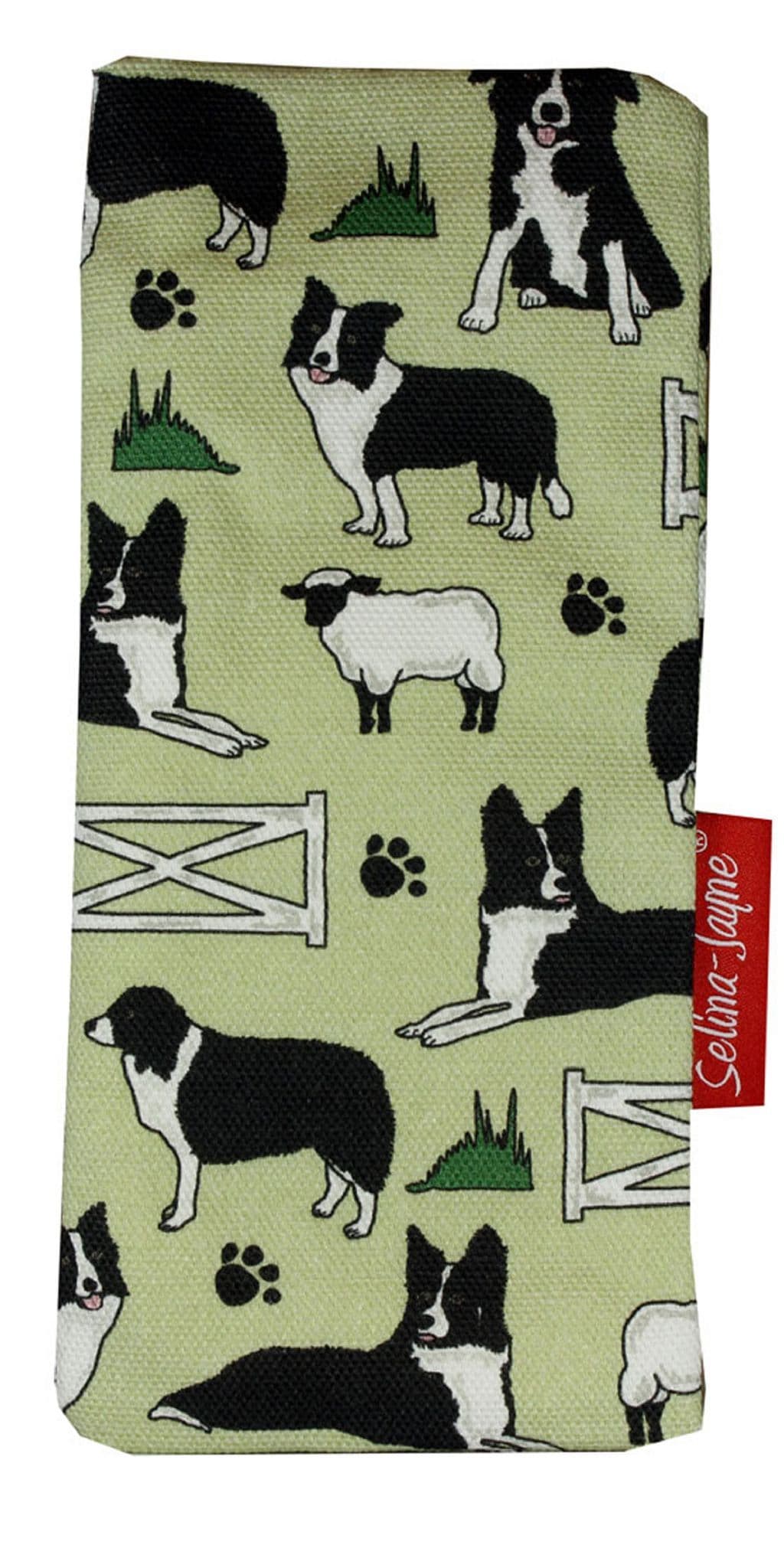 Premium Border Collie soft glasses case — vibrant print, colour-coordinated fastener by Selina-Jayne