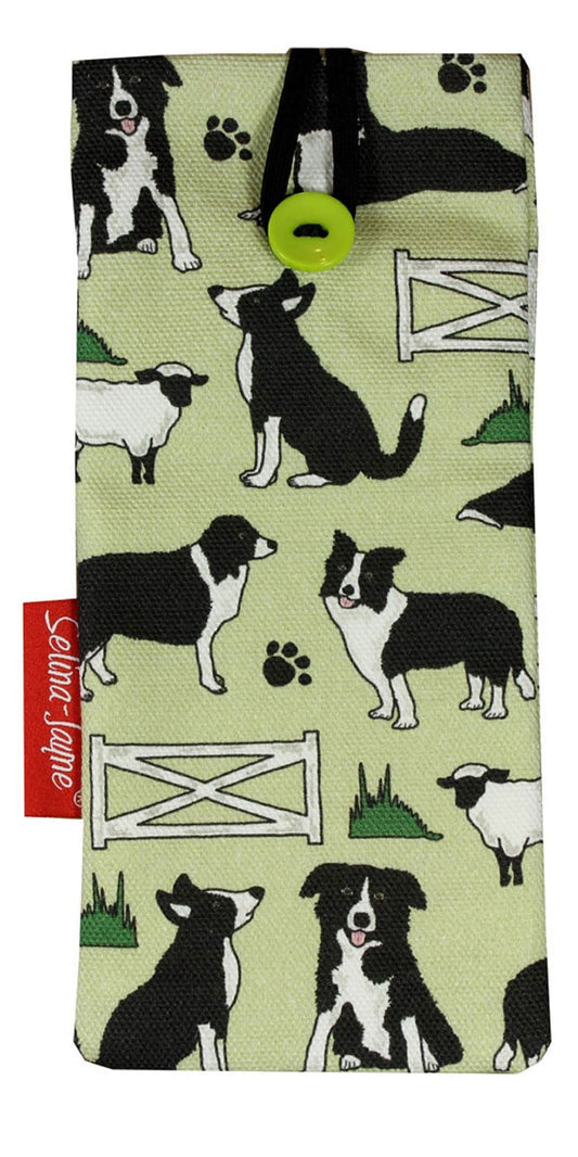Border Collie glasses case with HD dog print, soft cotton lining by Selina-Jayne Designs