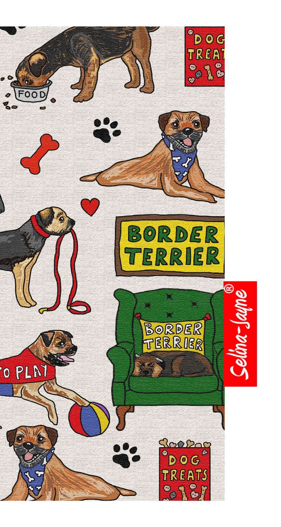 Premium Border Terrier soft glasses case — vibrant print, colour-coordinated fastener by Selina-Jayne