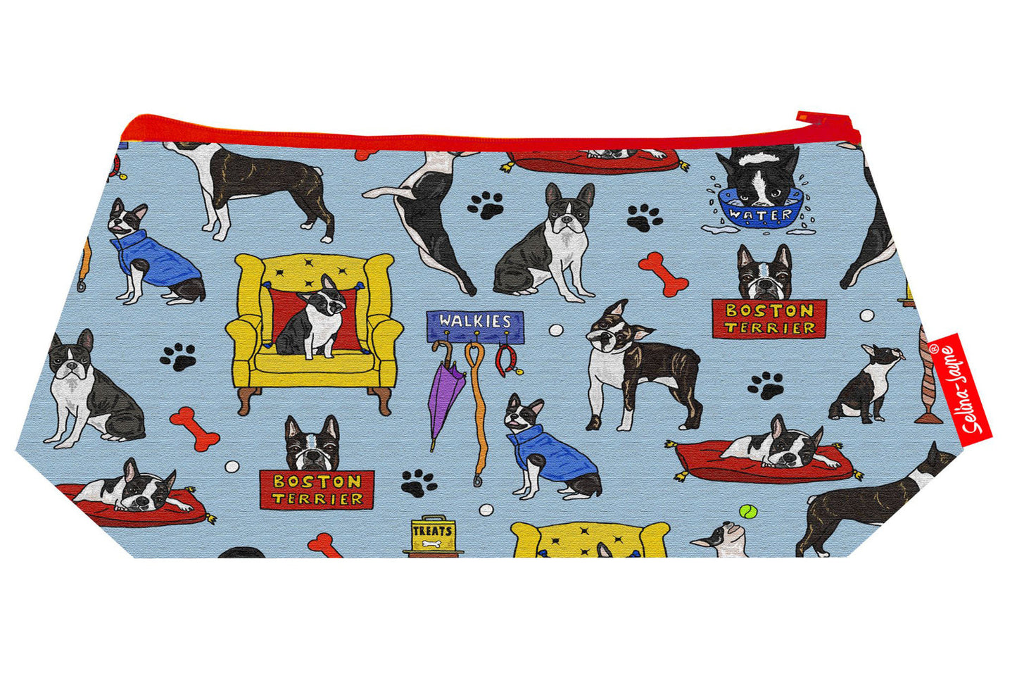 Boston Terrier makeup bag showing premium quality and wipe-clean lining