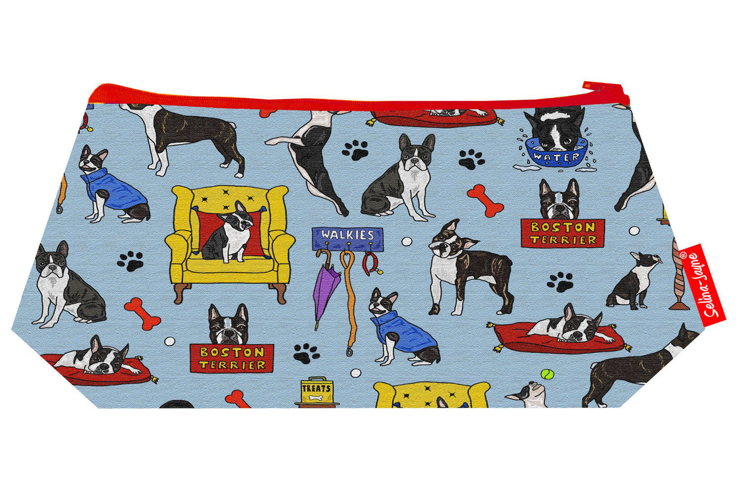 Boston Terrier makeup bag showing premium quality and wipe-clean lining