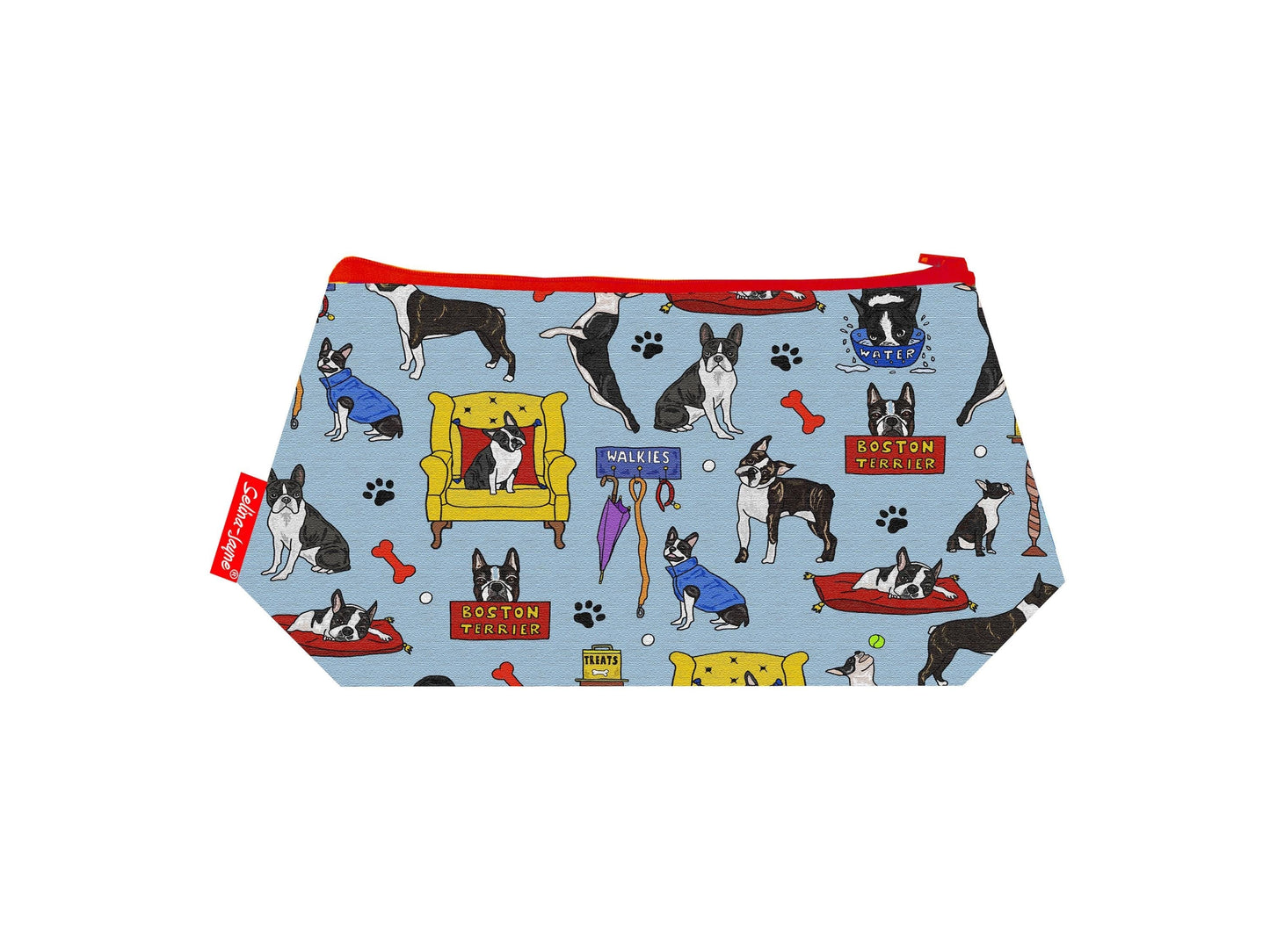 Boston Terrier cosmetic bag with vibrant dog print design - UK made by Selina-Jayne