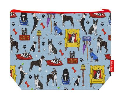 Premium Boston Terrier-themed wash bag with durable polyester and washable lining, perfect dog lover gift