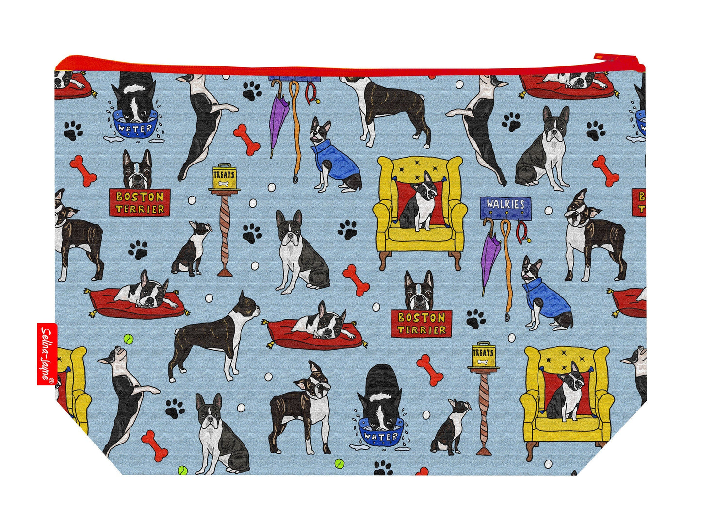 Boston Terrier toiletry bag featuring vibrant HD print of adorable Boston Terriers by Selina-Jayne Designs