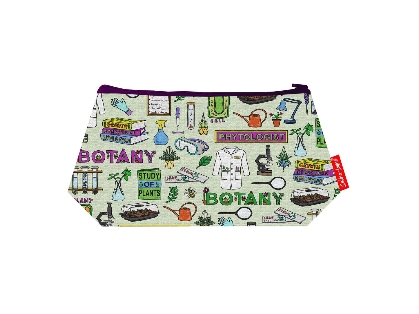 Botanist cosmetic bag with vibrant plant science print design - UK made by Selina-Jayne