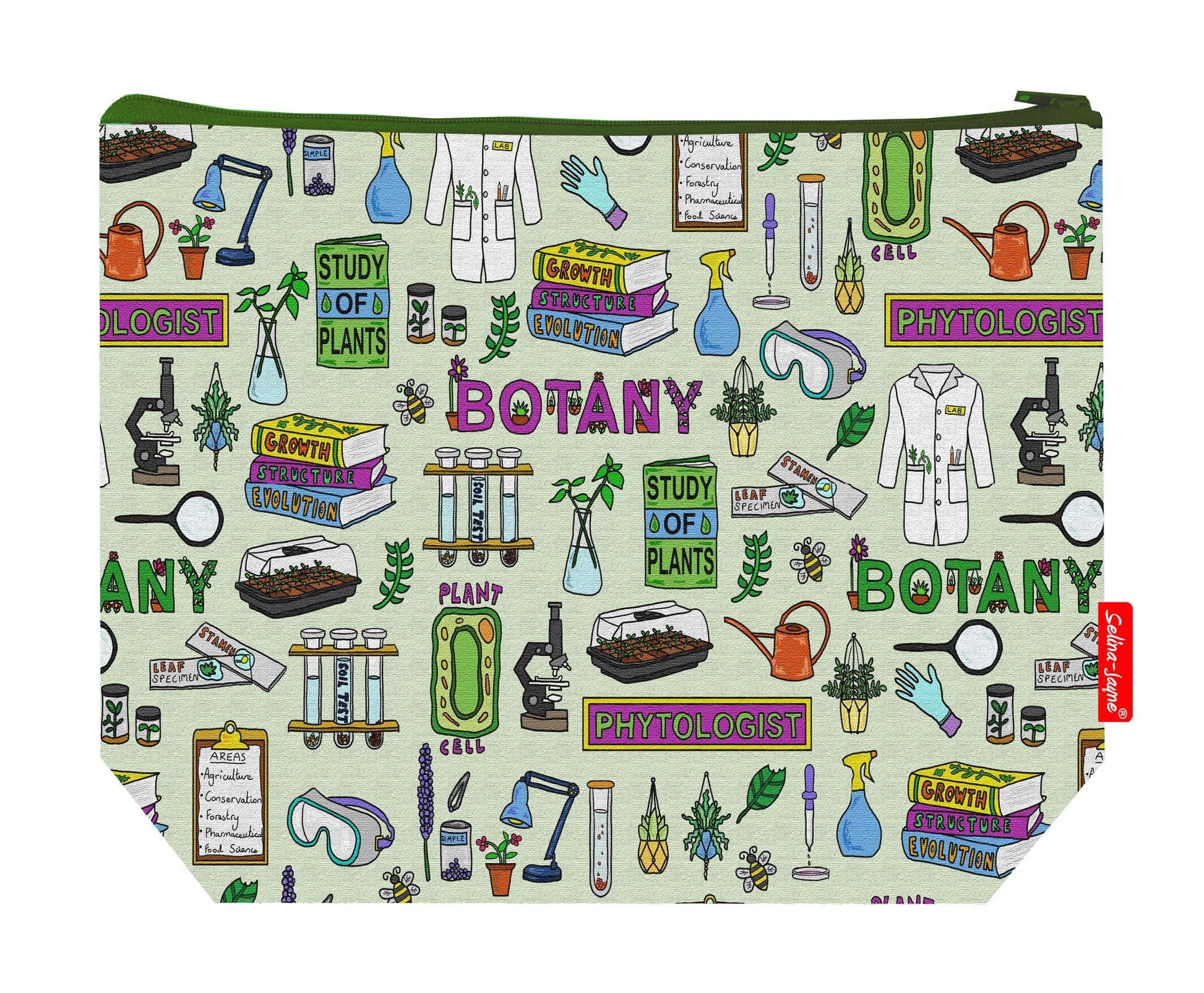 Premium botanist-themed wash bag with durable polyester and washable lining, perfect plant lover gift