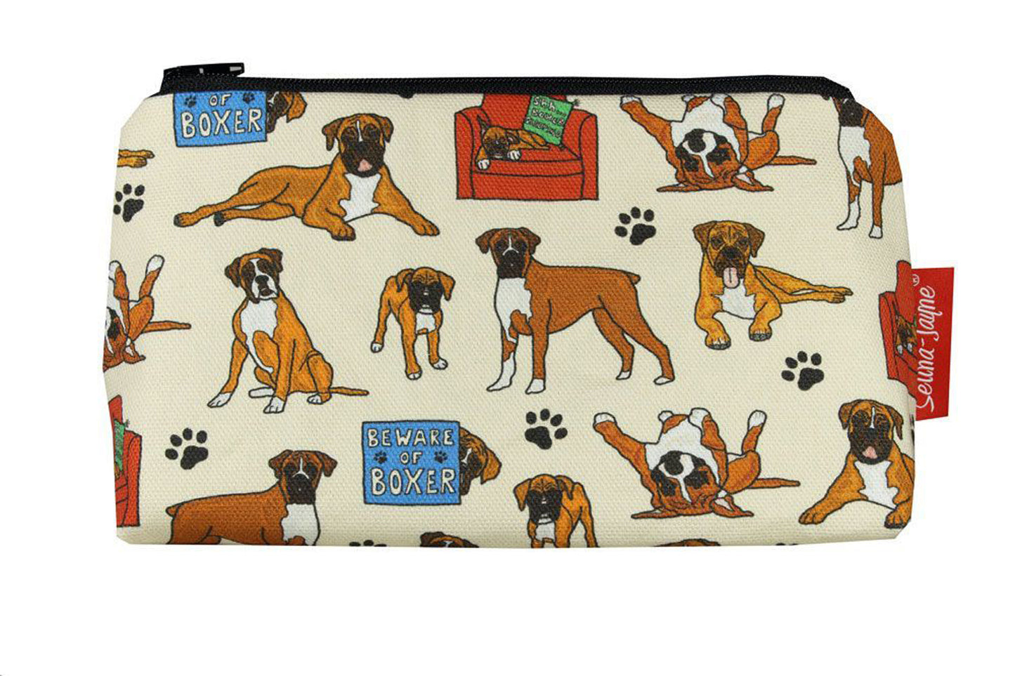 Boxer Dog makeup bag showing premium quality and wipe-clean lining