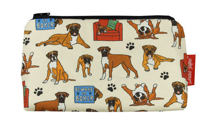 Boxer Dog makeup bag showing premium quality and wipe-clean lining