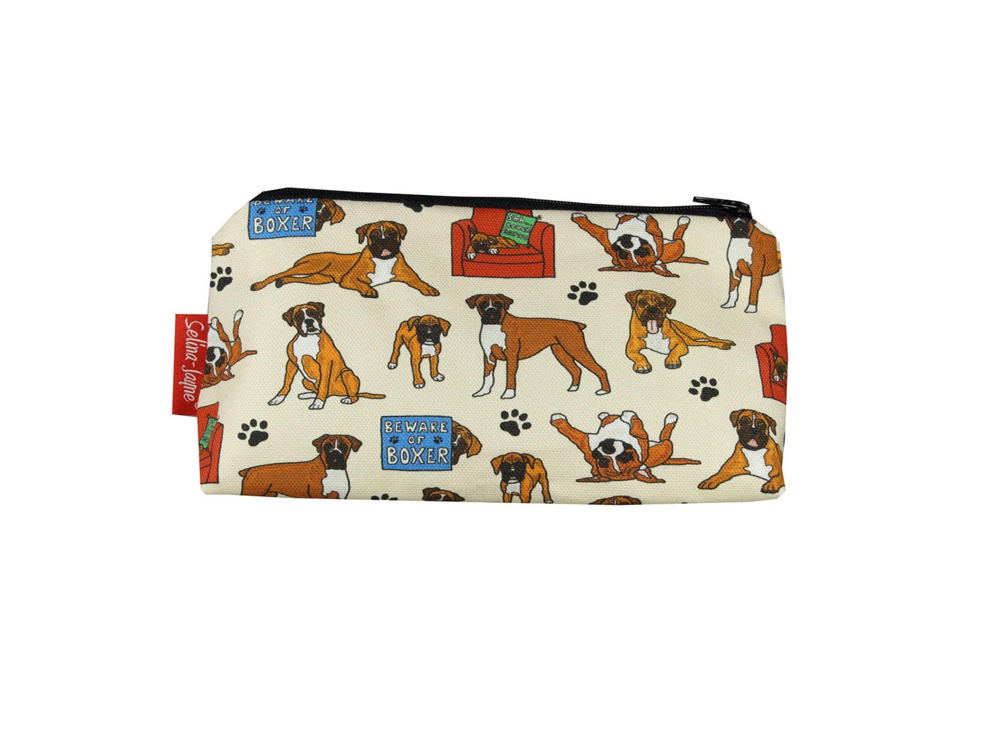 Boxer Dog cosmetic bag with vibrant dog print design - UK made by Selina-Jayne
