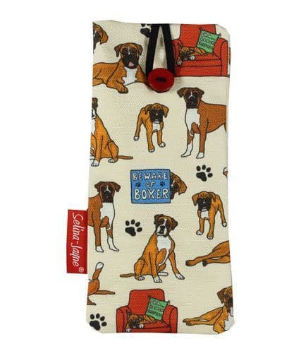 Boxer Dog glasses case with HD dog print, soft cotton lining by Selina-Jayne Designs