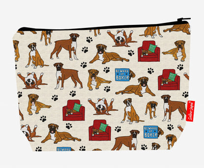 Premium Boxer Dog-themed wash bag with durable polyester and washable lining, perfect dog lover gift
